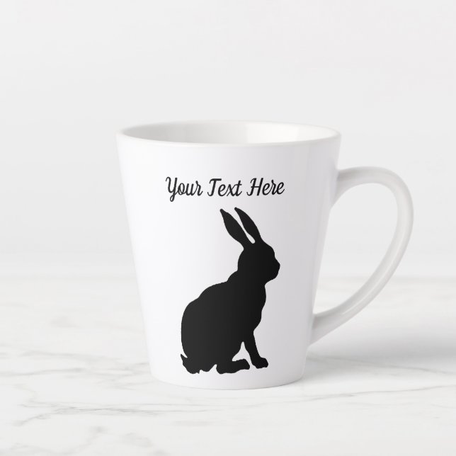 Tasse Latte Silhouette noire assise profil côté lapin (Droite)