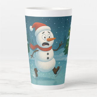 Tasse Latte Silly Snowman Ice Skating on Christmas Eve