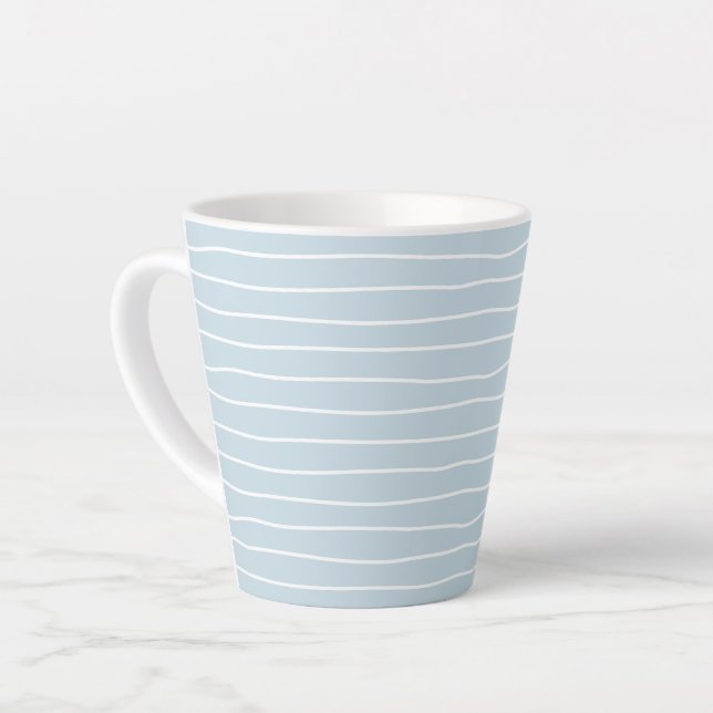 Tasse Latte Simple Cute Light Blue Water Texture Wavy Stripe (Angle gauche)