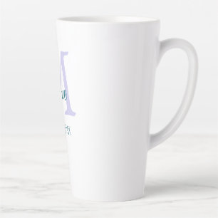 Tasse Latte simple minimum ajouter nom monogramme violet vert 