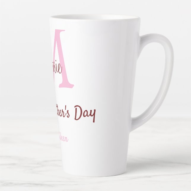 Tasse Latte simple minimum de jour mère monogramme nom rose te (Droite)