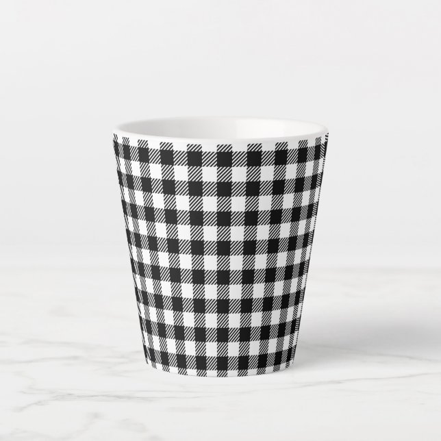 Tasse Latte Simple Monochrome Buffalo Plaid Pattern (Devant)