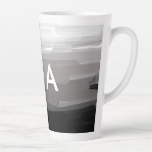 Tasse Latte Simple monogramme ajouter votre nom lettre man min