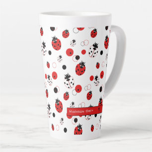Tasse Latte Simple Motif de Ladybug rouge, noir et blanc