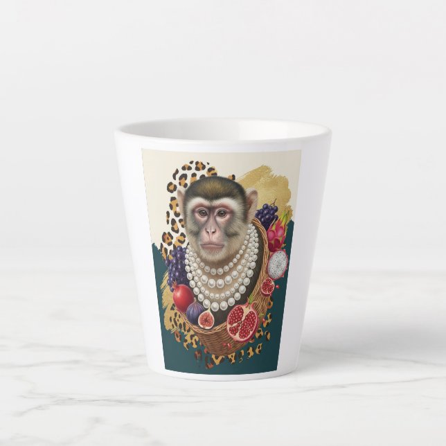 Tasse Latte Singe Éclectique avec Perles, Chic Max (Devant)