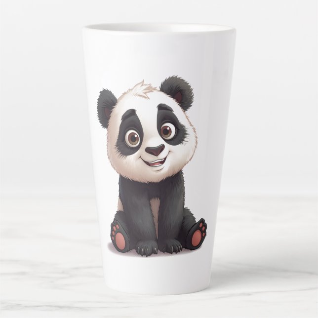 Tasse Latte Sitting Panda Bear Cartoon Illustration Artwork (Devant)