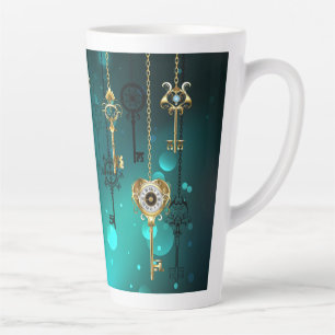 Tasse Latte Skeleton Keys on Green Background