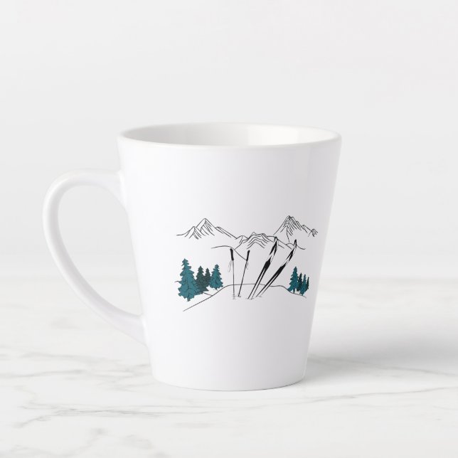 Tasse Latte Ski Vous Plus Tard Ski Scène Sports D'Hiver (Gauche)