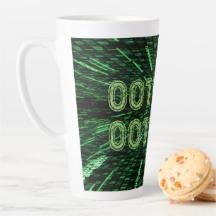 Tasse Latte SlipperyJoe's 69 code binaire vert vibrant calcul