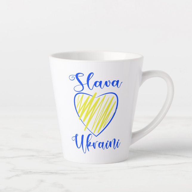 Tasse Latte Slogan Slava La gloire ukrainienne au coeur de l'U (Droite)
