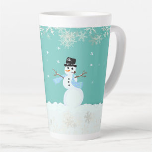 Tasse Latte Snowman Art Noël Joyeux et heureux dire