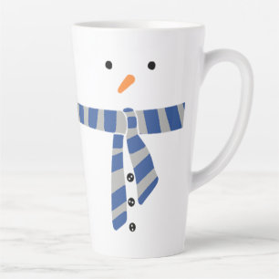 Tasse Latte Snowman bleu gris minimaliste hiver Écharpe