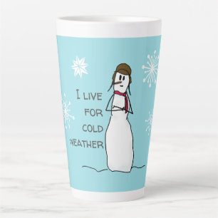 Tasse Latte Snowman vit pour le temps froid