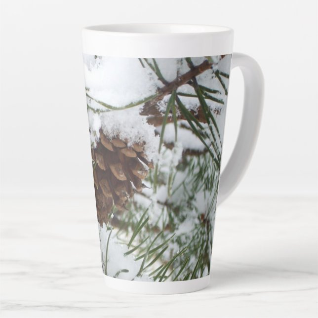 Tasse Latte Snowy Pine Cone I (Angle droit)