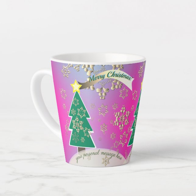Tasse Latte Snowy violet bronze de Noël scène arbre de Noël (Angle gauche)