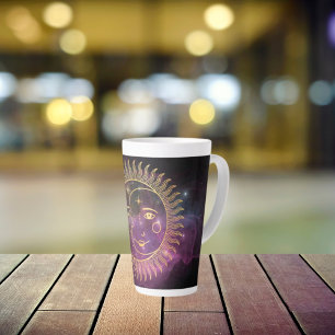 Tasse Latte Soleil céleste pourpre et lune
