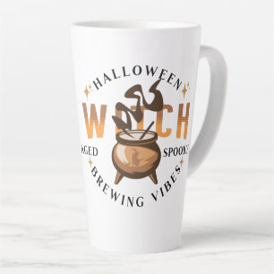 Tasse Latte Sorcière Rétro Halloween en train de Brasser  