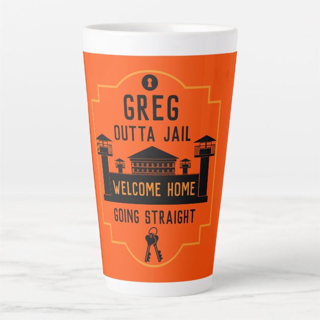 Tasse Latte Sortez De Prison Libération Cadeau (Devant)