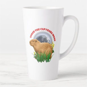 Tasse Latte Sous la Lune du Capybara Animal Mignon
