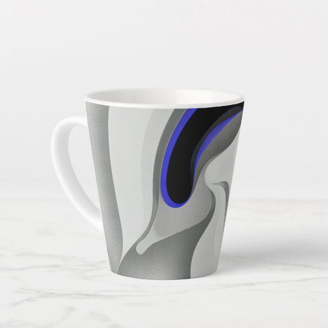 Tasse Latte Sous le bleu : gris Abstrait, noir et bleu (Angle gauche)