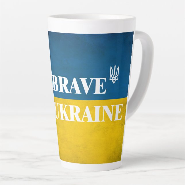 Tasse Latte Soyez courageux comme l'Ukraine citation textuelle (Angle droit)