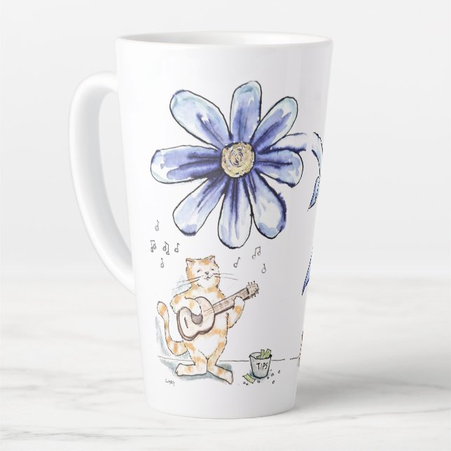 Tasse Latte Soyez courageux musicien de chats (Angle gauche)