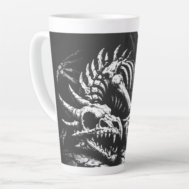 Tasse Latte Squelette de dragon — par BurnsInHell (Angle gauche)