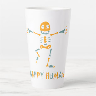 Tasse Latte Squelette humain heureux