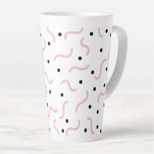 Tasse Latte Squiggles roses et points noirs Memphis Motif