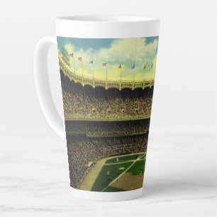 Tasse Latte Stade de baseball vintage avec foule