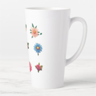 Tasse Latte Sticker à fleurs exquis