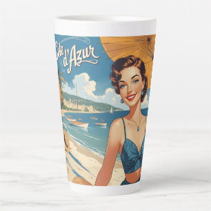 Tasse Latte Style vintage Côte d'Azur Beach Girl