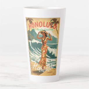 Tasse Latte Style vintage Hawaiian Travel Honolulu Mid-Pacific