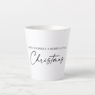 Tasse Latte Stylo Calligraphie encre Script minimaliste Noël