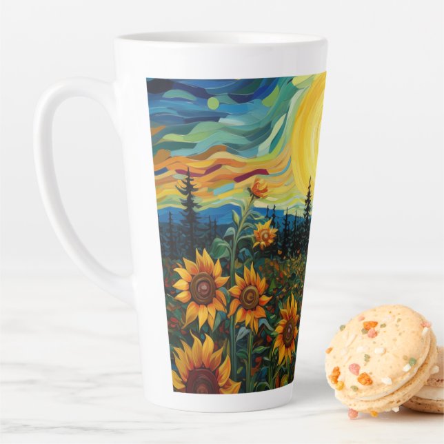 Tasse Latte Sunflowers (En situation)