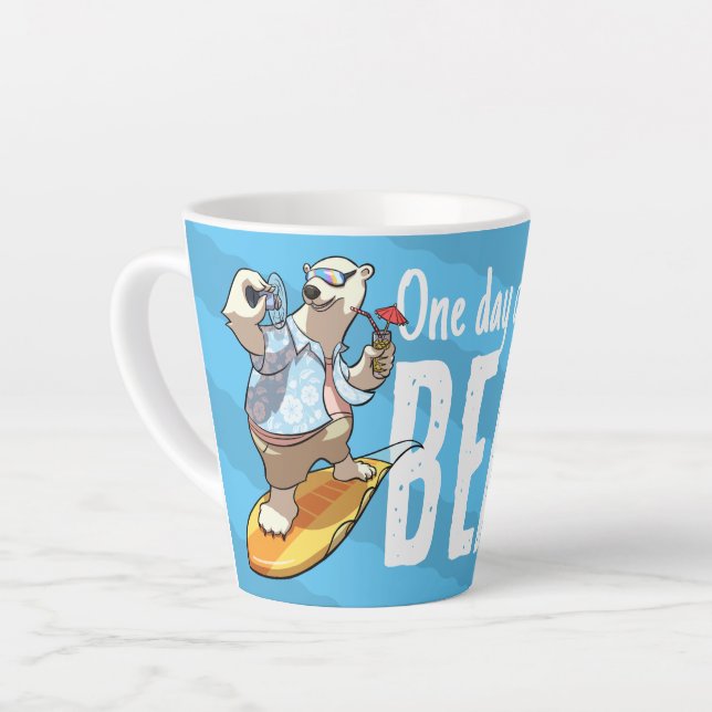 Tasse Latte Surf Ours Polaire Un Jour Plus Près De La Plage (Angle gauche)