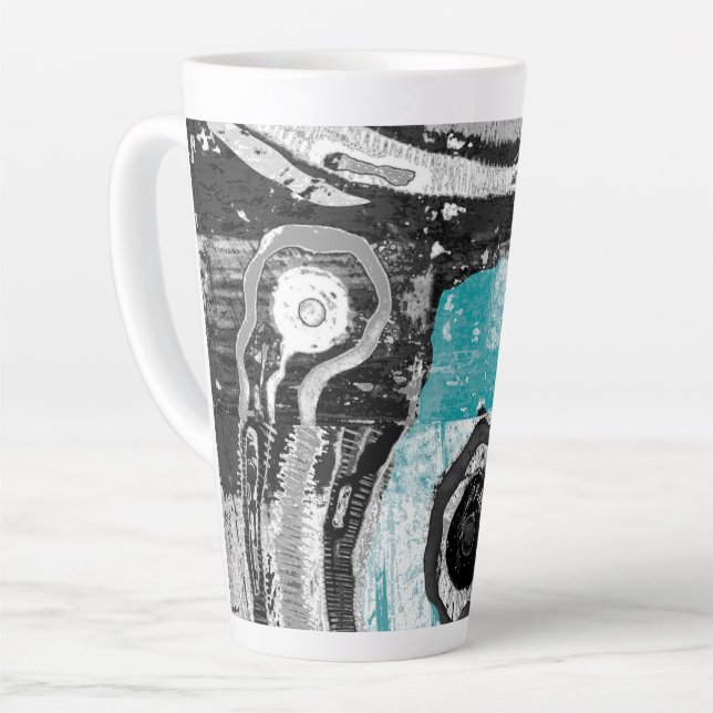 Tasse Latte Surface Current – Abstract Flow & Structure Combo  (Angle gauche)