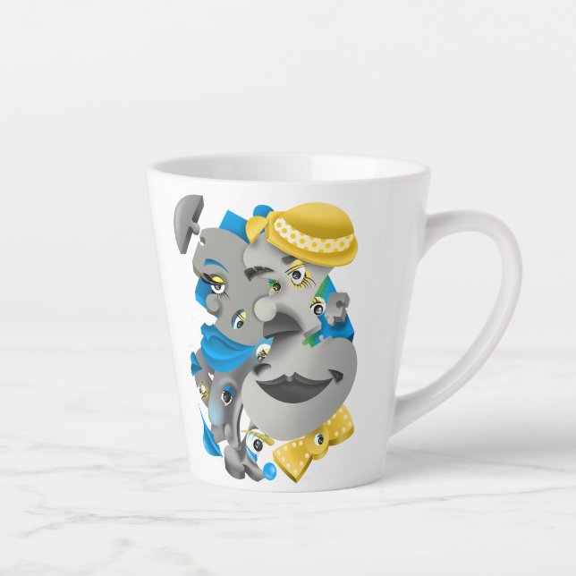 Tasse Latte Surreal Faces Bold & Artistic Latte Cup (Droite)