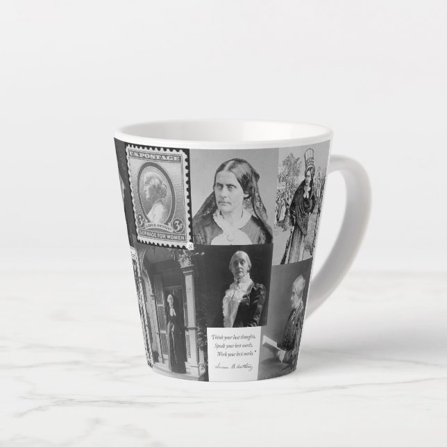Tasse Latte Susan B Anthony Collage Féministe (Angle droit)