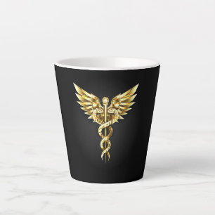 Tasse Latte Symbole caducee polygonale en or