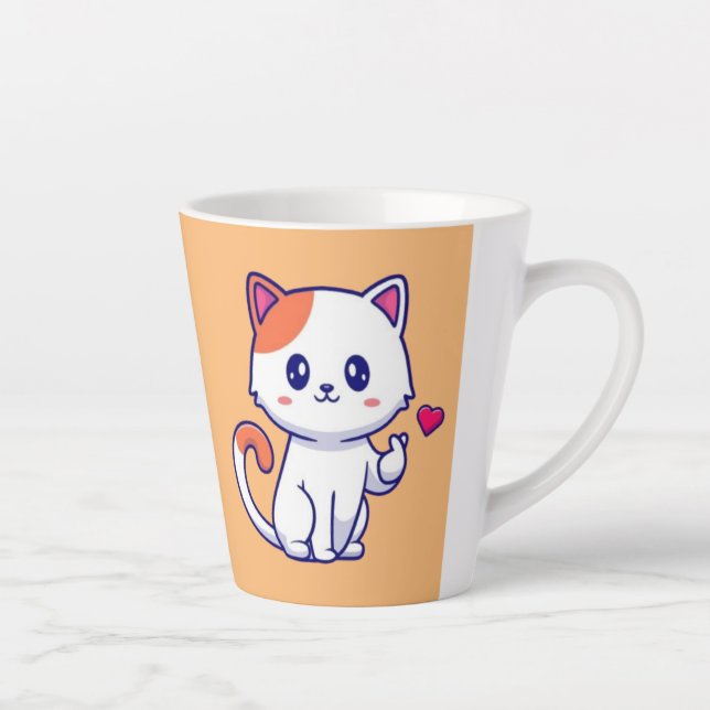 Tasse Latte Symbole de chat mignon en amour main-57577 (Droite)