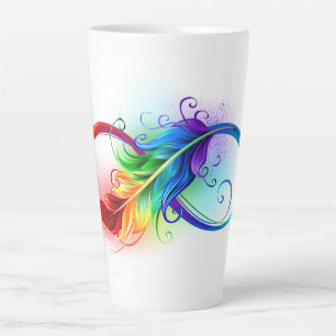Tasse Latte Symbole d'infini avec plume arc-en-ciel