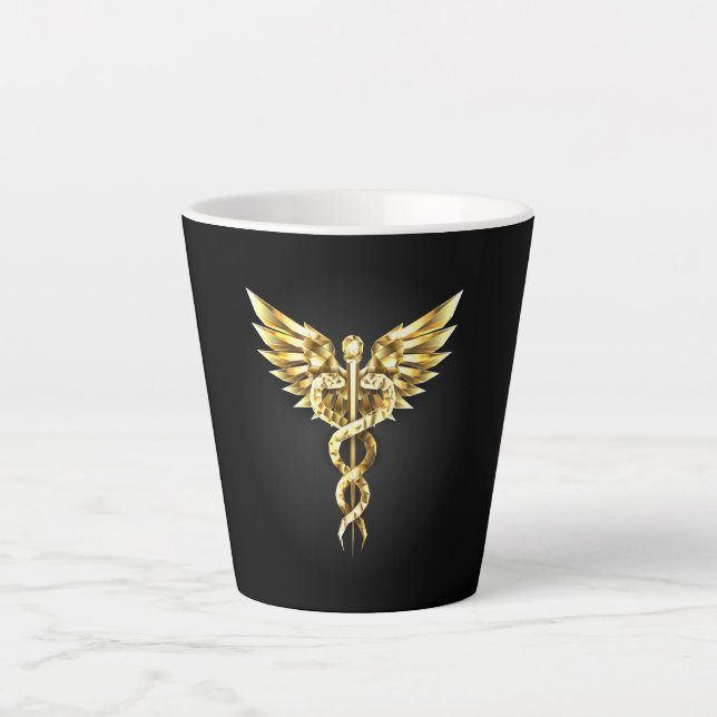 Tasse Latte Symbole Polygonal Or Caduceus (Devant)