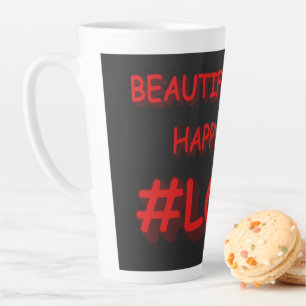 Tasse Latte Sympa Conception d'expression "BEAU AMOUR". Comman