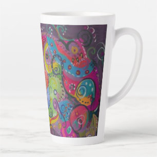 Tasse Latte Tableau Abstrait d'aubergine et de tourbillon de c