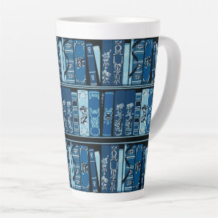 Tasse Latte Tablettes de livres bleus Livres Vintages