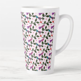 Tasse Latte Tapisserie Motif Sans Fin Floral Oiseau Coloré