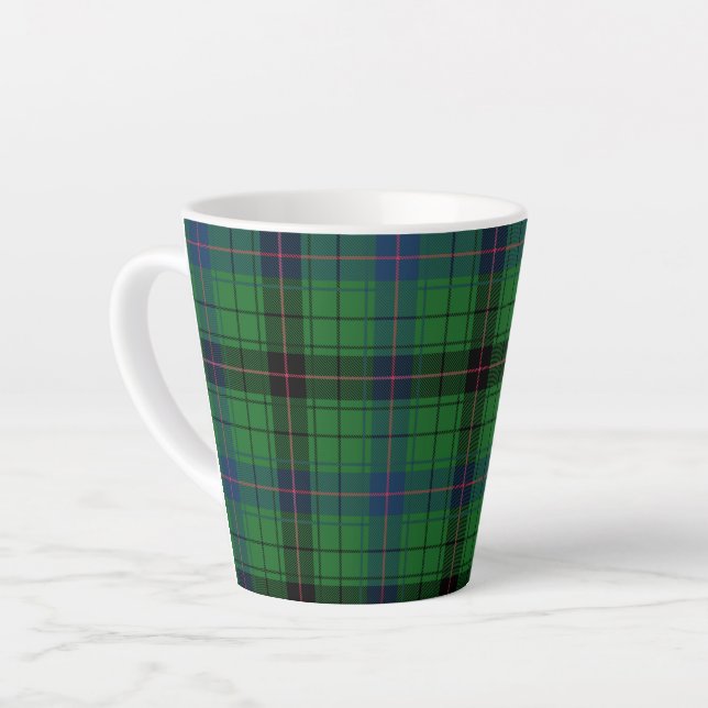Tasse Latte Tartan Davidson Plaid Green Black Rustic (Angle gauche)