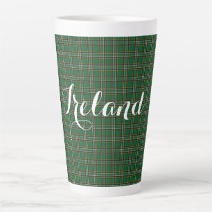 Tasse Latte Tartan national irlandais et texte personnalisable