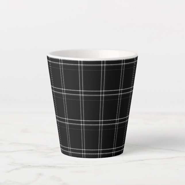 Tasse Latte Tartan noir et blanc (Devant)